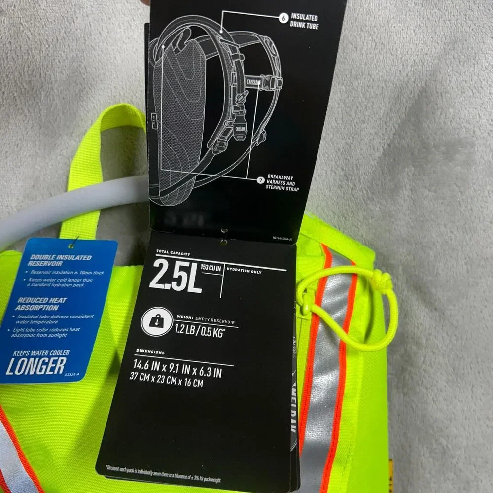 New Camelbak Hi Vis Hydration Pack 2.5L 85oz Mil Spec Crux Reservoir Reflective